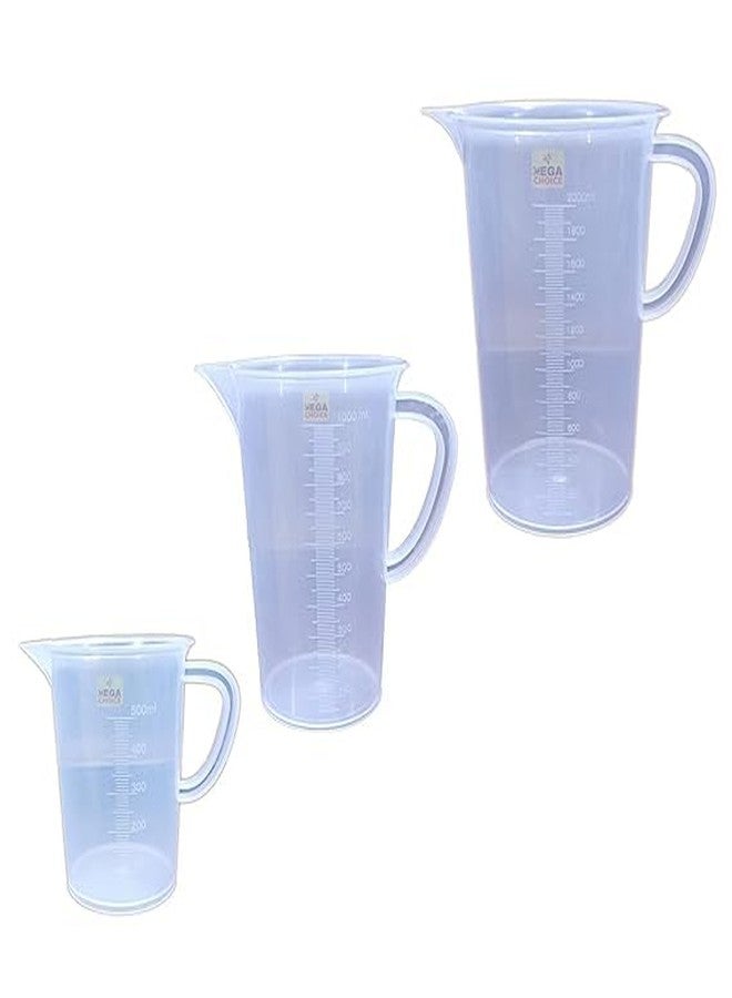 Mega Choice Plastic Transparent Measuring Jug Set 250ml 500ml 1000ml and 2000ml for Measuring Solid and Liquids 4 Pcs Combo Pack - Image 2